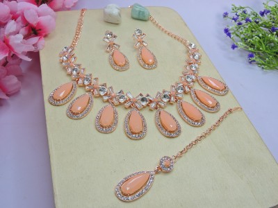 VATSALYA creation Alloy Gold-plated Beige Jewellery Set(Pack of 1)