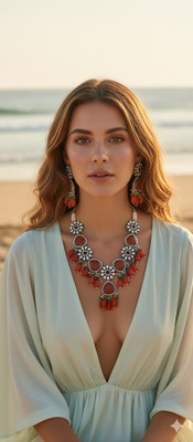 the zoki Brass Silver Orange Jewellery Set(Pack of 1)