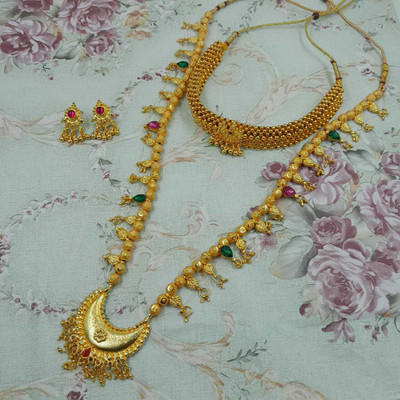 Swaroop Designer Copper Gold-plated Gold Jewellery Set(Pack of 1)
