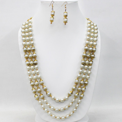 Aroras Bridal & Fashion Jewellery Alloy Gold-plated White Jewellery Set(Pack of 1)