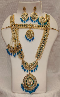 JEWEL QUEEN PLANET Alloy Gold-plated Blue Jewellery Set(Pack of 1)