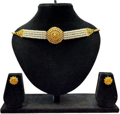 RNJewels Alloy Gold, White Jewellery Set(Pack of 1)
