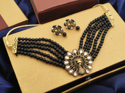 jitaksh Brass Gold-plated Black Jewellery Set(Pack of 1)