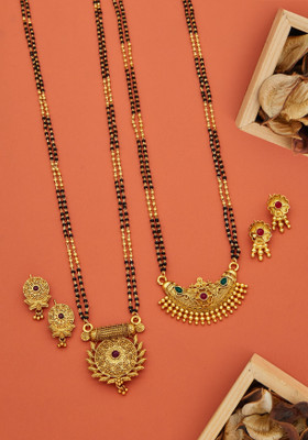 YEMBON Brass Gold-plated Multicolor Jewellery Set(Pack of 2)