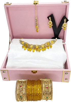 Mogha Jewels Brass Gold-plated Pink, Gold Jewellery Set(Pack of 1)