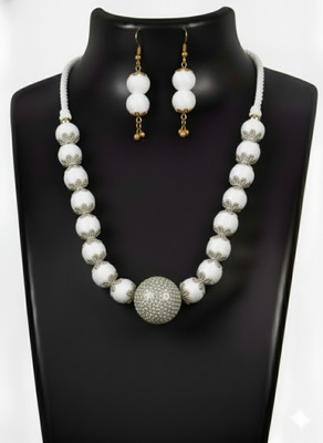 A S enterprize Oxidised Silver White Jewellery Set(Pack of 1)