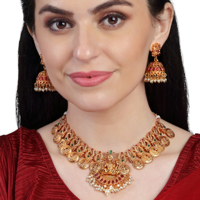 ANOUK Brass Gold-plated Gold, Red Jewellery Set(Pack of 1)