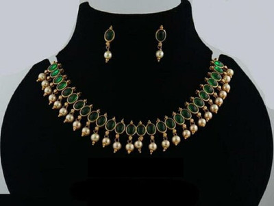 Radian Alloy Gold-plated Green Jewellery Set(Pack of 1)