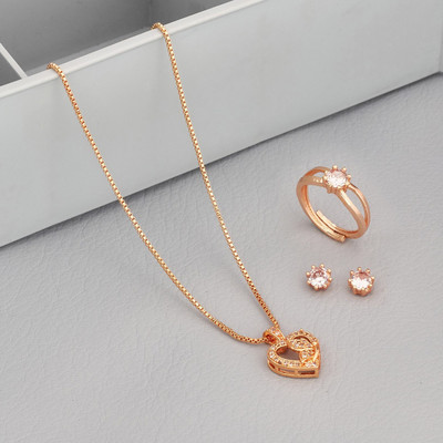 Radheshyam Creation Alloy Gold-plated Rose Gold Jewellery Set(Pack of 4)