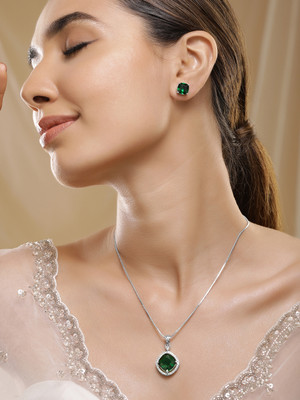 RUBANS Brass Rhodium Silver Jewellery Set(Pack of 1)