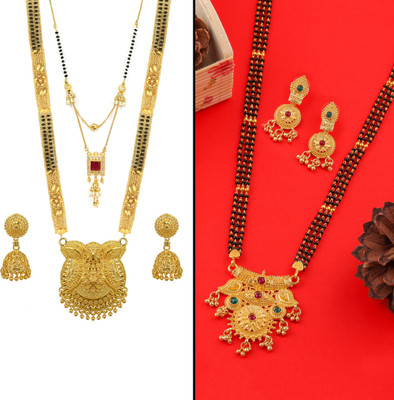 Divastri Brass Gold-plated Gold Jewellery Set(Pack of 2)