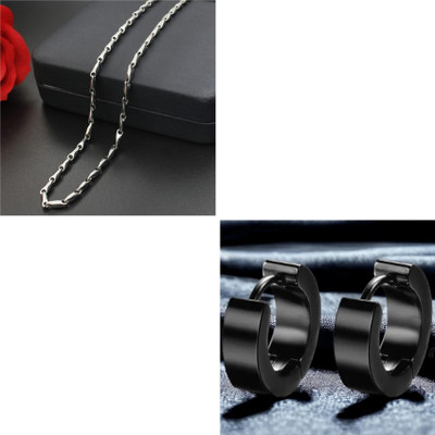 MAATRCHAAYA Stainless Steel Titanium, Sterling Silver Black, Silver Jewellery Set(Pack of 2)