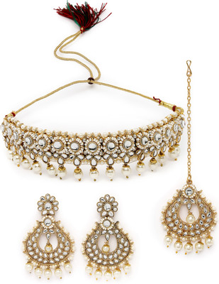 Sukkhi Alloy Gold-plated White Jewellery Set(Pack of 4)