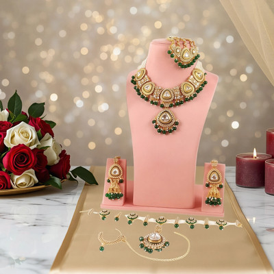 iBerries Brass Gold-plated Green, Gold Jewellery Set(Pack of 1)