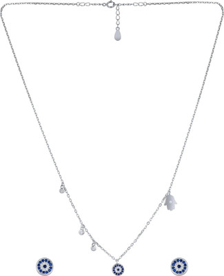 Shiyara JEWELLS Sterling Silver Rhodium Blue, White Jewellery Set(Pack of 1)