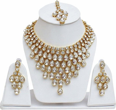 Padmavati Bangles Alloy Gold-plated White Jewellery Set(Pack of 1)