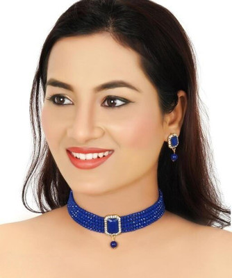Padmavati Bangles Alloy Gold-plated Blue Jewellery Set(Pack of 1)