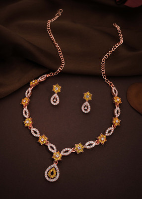 Parisal Brass Gold-plated Rose Gold, White, Yellow Jewellery Set(Pack of 1)