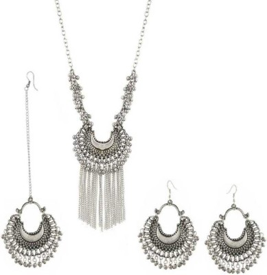 DF DEB FASHION Brass Silver Jewellery Set(Pack of 1)