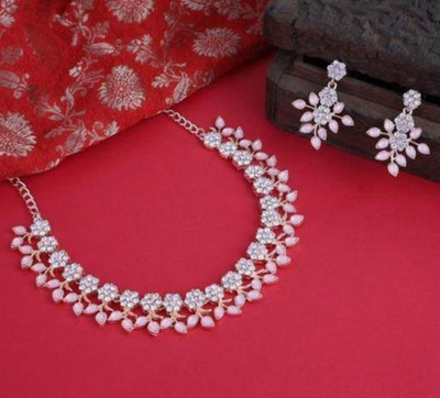 DECOLOGY Alloy Pink Jewellery Set(Pack of 1)
