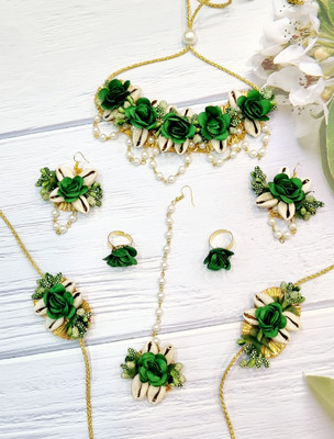 kalp creations Shell Green Jewellery Set(Pack of 4)
