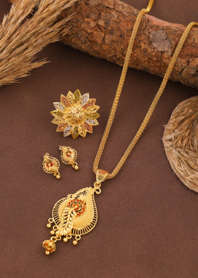 evashoppy Brass Gold-plated Multicolor Jewellery Set(Pack of 1)