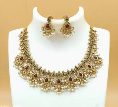 YIMBLI Brass Gold-plated Gold Jewellery Set(Pack of 1)