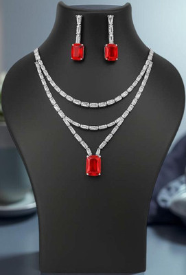 V.V. Sons Alloy Red Jewellery Set(Pack of 1)