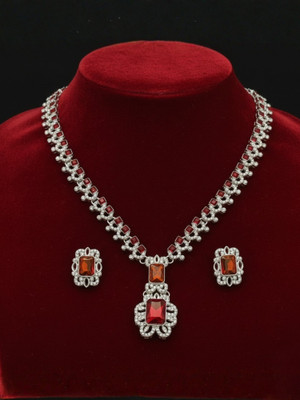 Gloocean Alloy Gold-plated Red Jewellery Set(Pack of 1)