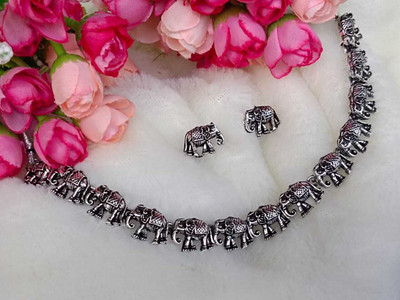 DENICRAAS Oxidised Silver, Alloy Rhodium Silver Jewellery Set(Pack of 1)