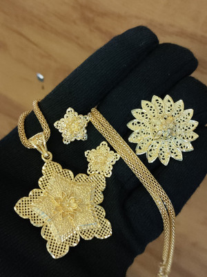 OmKrishiv Brass Gold-plated Gold Jewellery Set(Pack of 3)