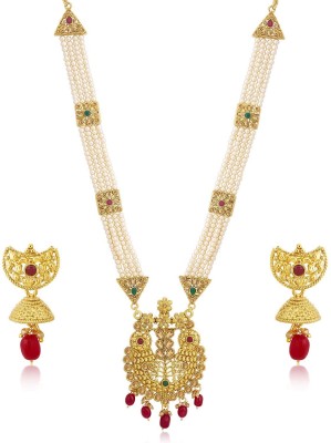 J J Alloy Gold-plated Gold, White Jewellery Set(Pack of 1)