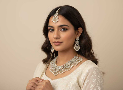 AURANESTZ Alloy Gold-plated White Jewellery Set(Pack of 1)