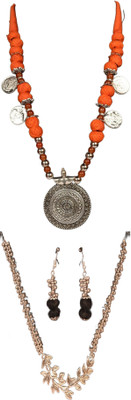 HOUSE OFF COMMON Oxidised Silver Orange, Multicolor Jewellery Set(Pack of 2)