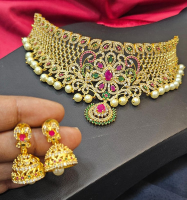 ramseetegold Brass Gold-plated Multicolor Jewellery Set(Pack of 3)