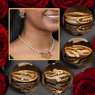 REEWAZIMPERIAL Brass Gold-plated Red, Gold, White Jewellery Set(Pack of 5)