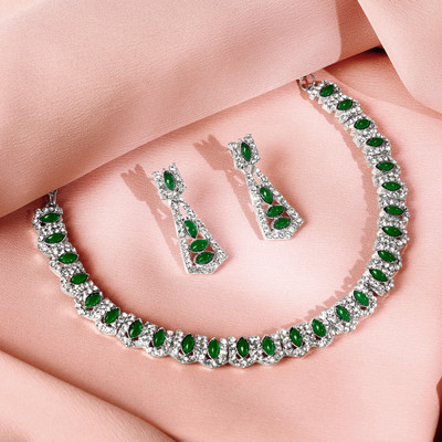 Atasi International Alloy Silver, Green Jewellery Set(Pack of 2)