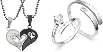 ruby collection Alloy Silver, Black, Silver Jewellery Set(Pack of 2)