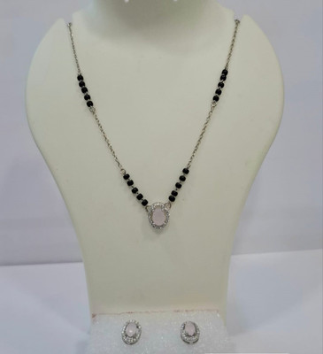 JAIVASSILVER Sterling Silver Rhodium Pink Jewellery Set(Pack of 1)