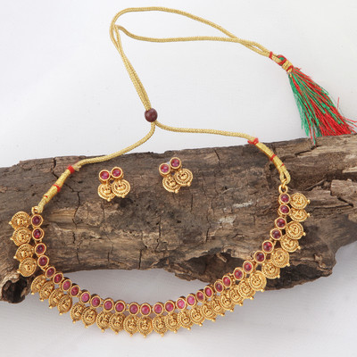 Amrruttam Alloy Gold-plated Gold, Red, Ruby Red Jewellery Set(Pack of 1)