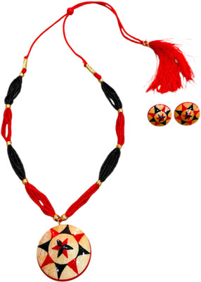 Phu Wood Red, Black Jewellery Set(Pack of 1)