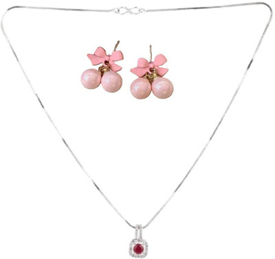 SKG Fashions Stone Maroon, Pink Jewellery Set(Pack of 1)