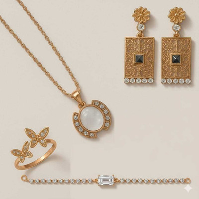 Nidhi Collection Metal Gold Jewellery Set(Pack of 4)