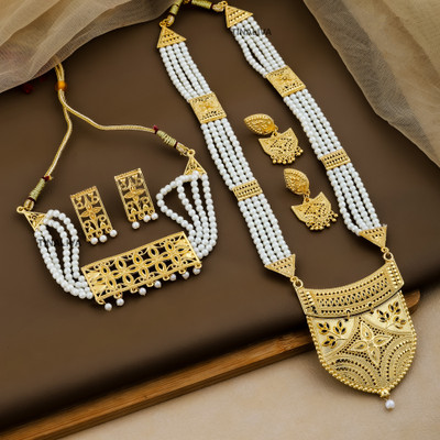TINALIVA Brass Gold-plated Gold Jewellery Set(Pack of 1)
