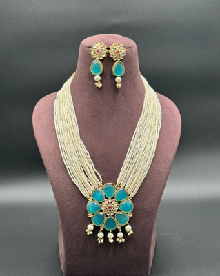 SatnamCreation Alloy Gold-plated Blue Jewellery Set(Pack of 1)