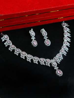 joy of jewels Brass Pink Jewellery Set(Pack of 1)