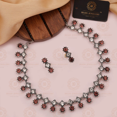 Sangria Brass Brass Silver, Brown Jewellery Set(Pack of 2)