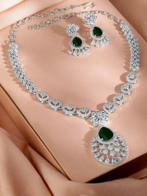 RUBANS Brass Rhodium Silver Jewellery Set(Pack of 2)