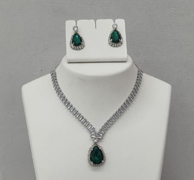 KHWAIHISH Alloy Rhodium Green Jewellery Set(Pack of 1)