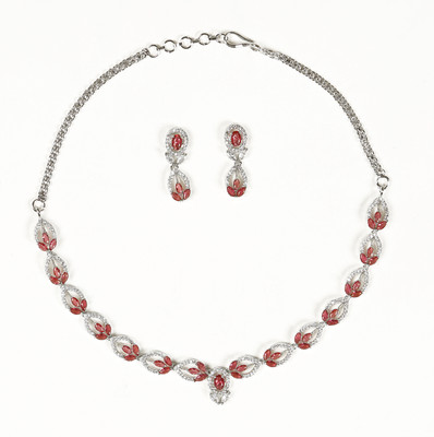 house of common Brass Rhodium Red, Silver Jewellery Set(Pack of 1)